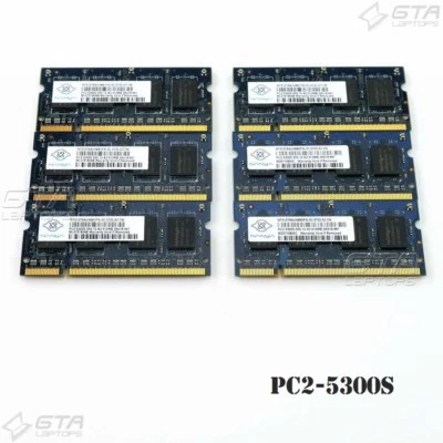 6 PCS 512MB Nanya Laptop Memory Ram 2Rx16 PC2-5300S NT512T64UH8A1FN-3C - Image 1 of 2