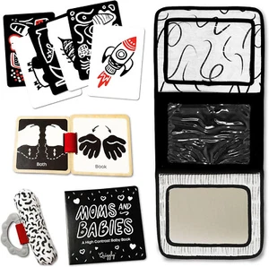 Kontrastreiches Baby Spielzeug Set - Schwarz-Weiß Neugeborenes Sensorisches Spielzeug, 0-6 Monate - Bild 1 von 12