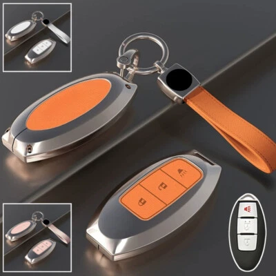Zinc Alloy Leather Car Key Case Cover For Nissan X-Trail Tiida 370Z Rogue Altima Foto 1 de 4