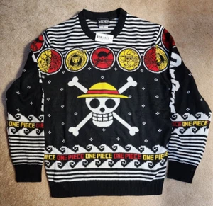 One Piece Anime Straw Hat Pirate Pullover Christmas Sweater Box Lunch Size S - Picture 1 of 5