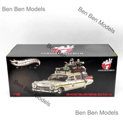 1:18 HOT WHEELS Cadillac Ghostbusters II ECTO 1A Elite X5470 Diecast Models US - Image 1 of 4