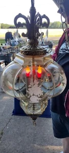 Glänzende Braunglas Swag Floral Detail Falkenstein 1960er Ära Lampe GUC Lesen Wie Ist - Bild 1 von 12