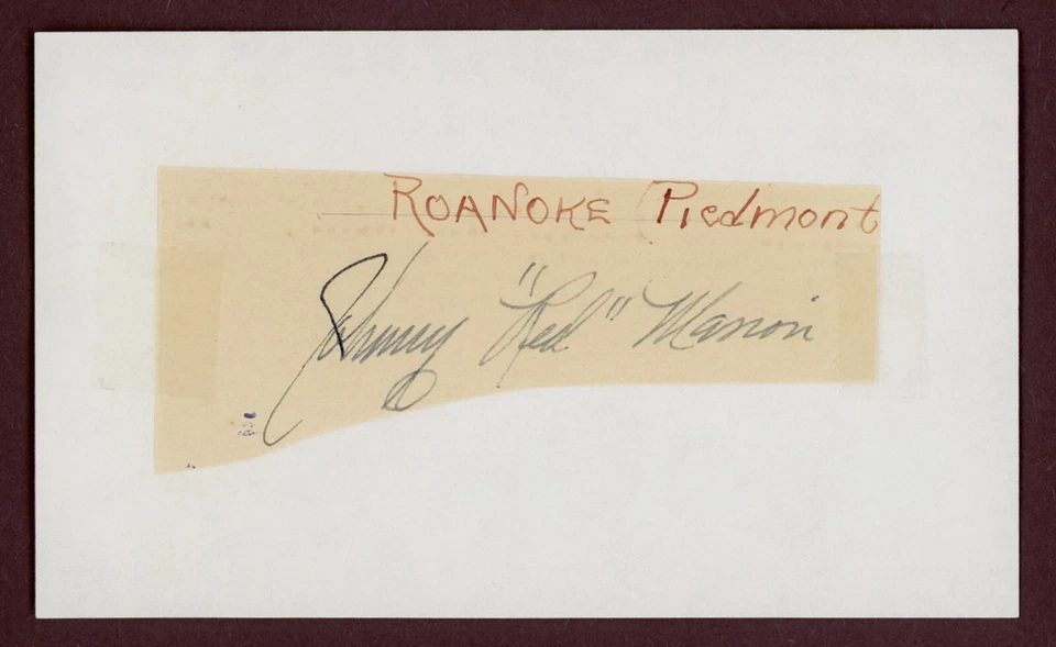 Johnny "Red" Marion Washington Senators Cut Signature (Dec'd 1975) - Image 1 of 1