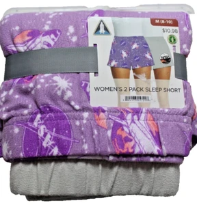 OFFICIAL NASA Women's 2 Pack Sleep Shorts Sz M (8-10) Lavender/Gray Soft NWTs - Picture 1 of 3