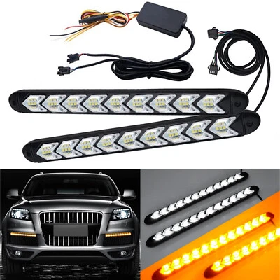 NEW LED Amber White Switchback Sequential Flow Strip Arrow 9 Turn Signal Light - Image 1 of 4