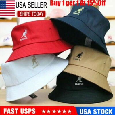 Clásico Informal Kangol Lavado Cubo Sombrero Hombres+Mujeres Algodón Top Plano Sombreros Prendas para la cabeza Foto 1 de 4
