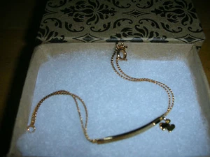 Bracciale placcato oro 23 carati doppio cuore charm made in USA by Anson Mfg 6 pollici - Foto 1 di 3