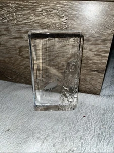 Signed Edenfalk Skruf Sweden Vintage Full Lead Crystal Block Paperweight Stoke - Picture 1 of 9