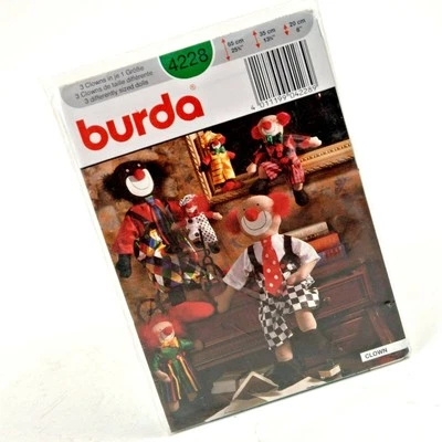 Burda Crafts 4228 Clown Stuffed Plush Sewing Pattern 25" 13" 8" New Uncut - Image 1 of 4