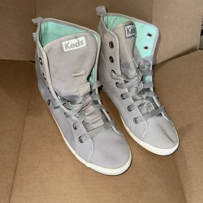 ZAPATILLAS DEPORTIVAS KEDS Loop-De-Loop High Top Retro COMPLETAS CON CORDONES Mujeres Gris Verde Menta Talla 9 Foto 1 de 4