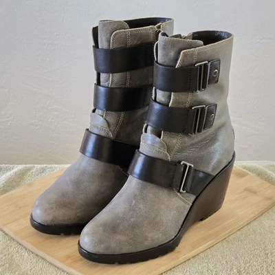 Botas SOREL "After Hours" para mujer talla 8 gris-nubuck cuña alta cremallera lateral gótico punk Foto 1 de 4