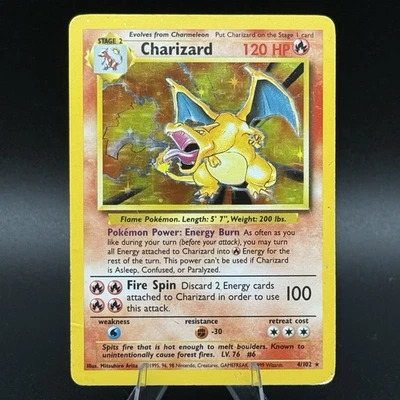Charizard 4/102 Unlimited Holo Rare Pokemon TCG 1999 Base Set ✨ - Image 1 of 4