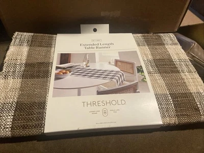 Threshold 108"x14" Cotton-Linen Extended Length Table Runner - Image 1 of 4