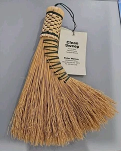 NEW Authentic Handcrafted Natural Fanned Turkey Wing Broom w Green CLEAN SWEEP - Picture 1 of 4