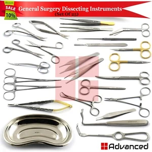 25Pcs General Surgery Dissecting Tools Kit Surgical Langenback Bowdler Retractor - Picture 1 of 24