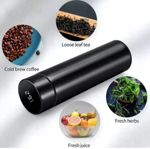 Black Stainless Steel Insulated Mug Vacuum Cup Thermos Bottle LED Display 16 oz - Picture 1 of 8