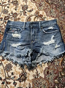 Hollister Shorts Womens 0 Blue Denim W24 Rise Distressed - Picture 1 of 12