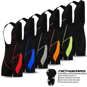 NEW Mens Cycling Padded Bib Shorts Cycle Compression Lycra Tights Pants Coolmax - Picture 1 of 7