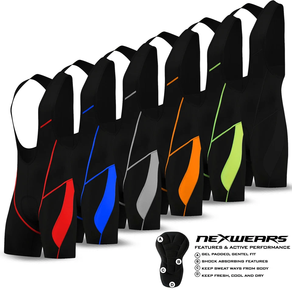NEW Mens Cycling Padded Bib Shorts Cycle Compression Lycra Tights Pants Coolmax - Image 1 of 1