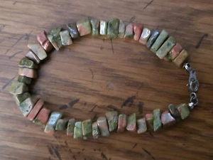 Genuine NATURAL * UNAKITE * STONE BRACELET,  7.25 INCHES Long, Handmade in USA - Picture 1 of 8