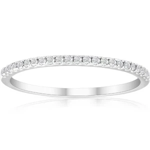 Stackable Band 1/5 Ct Diamond Wedding Band 10K White Gold Womes Anniversary Pave - Picture 1 of 6