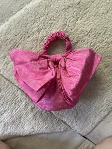 Loeffler Randall Silk Moire Hot Pink Evening Bow Bag Small Clutch Sierra Ruby - Picture 1 of 16