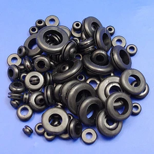 60 x ASSORTED WIRING GROMMET PLUGS GROMMETS 6 to 25MM WIRE CABLE OPEN RING HOLE - Picture 1 of 1