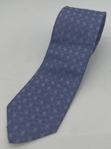 Balmain Paris Tie Blue Purple Diamond Pattern 100% Silk Designer - Picture 1 of 7