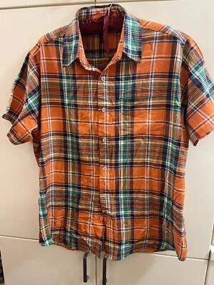 True Rock Short Sleeve Mens Sz L LARGE orange Check  Shirt - Image 1 of 4