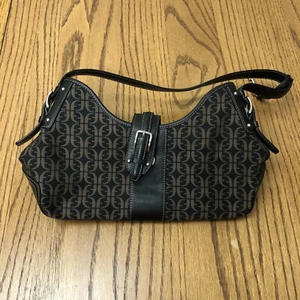 Fossil Womens Shoulder Bag Purse Signature Monogram Brown Black Canvas - Picture 1 of 6