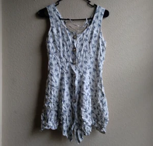 Vintage 90s Frederick's of Hollywood White Floral Mini Dress with Lace Up Back - Picture 1 of 4