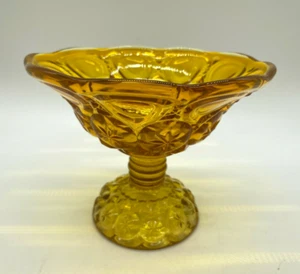 Vintage Amber Topaz Kanawha Moon Stars Compote Candy Dish - Picture 1 of 9