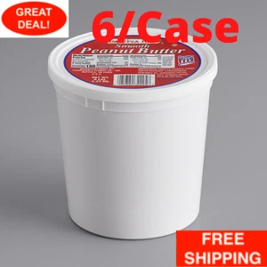 6/Case 5 lb. Tub Bulk Wholesale Gluten-Free Creamy Smooth Peanut Butter - Picture 1 of 12