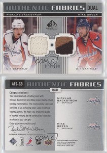 2011 SP Game Used Edition Authentic Fabrics Dual Nicklas Backstrom Mike Green