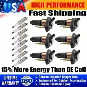 Pack of 6 UF303 Ignition Bobinas and Spark Plugs For Chevrolet Trailblazer GMC - Picture 1 of 11