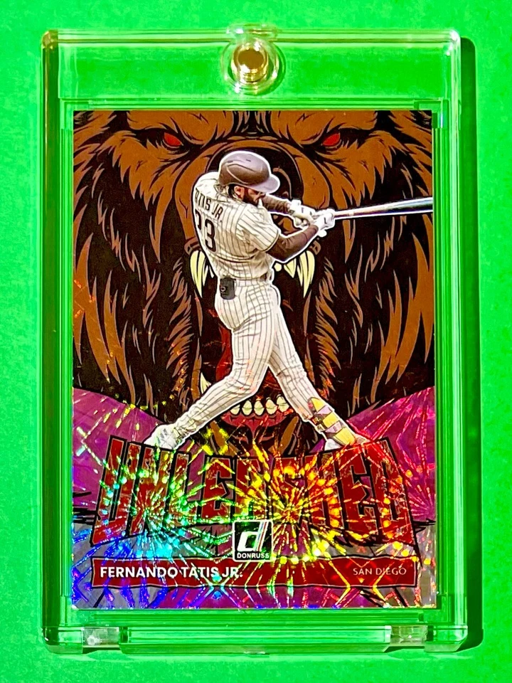 Fernando Tatis Jr RARE MINT PINK FIREWORKS REFRACTOR UNLEASHED DONRUSS INSERT - Image 1 of 4