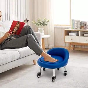 Low Height Footstool W/Backrest Wheels Foot Rest Footrest Stool Office Home Shop - Picture 1 of 12