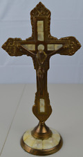 Vintage brass Lord Jesus Christ on Cross Holy Statue Idol Figurine