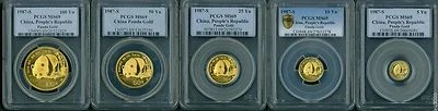 1987-S 5-COIN 100Y 50Y 25Y 10Y 5Y YUAN Yn GOLD SET CHINESE PANDA PCGS MS69 CHINA - Image 1 of 2