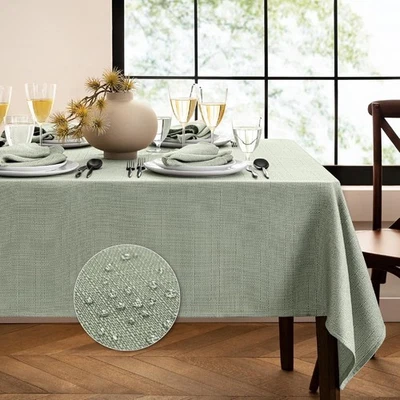 Elrene Home Fashions Water & Stain Resistant Laurel Tablecloth - Sage 70x52" - Image 1 of 4