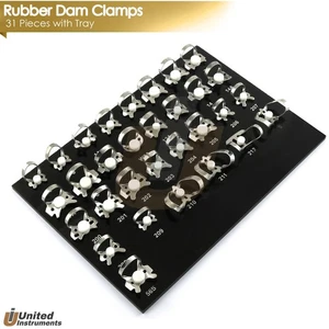 31Pcs Endodontic Rubber Dam Clamps Set Tray Upper Lower Molar Isolated Clamp - Picture 1 of 2