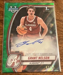 2024-25 Bowman University Chrome 1st Bowman Grant Nelson Green Wave Auto /85 - Picture 1 of 3