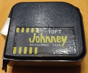 Vintage Johnney Measuring Tape 10 Foot Black Housing Made In Taiwan Tool Useful  - Picture 1 of 4