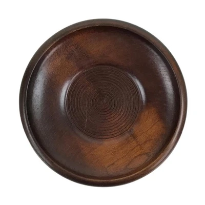 Japanese Brushed Lacquer Wooden Drink Saucer Vtg Chataku Coaster Brown L336 - Image 1 of 4