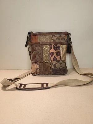Coach Patchwork Animal Print Safari Adjustable Strap  Crossbody Bag Tote 40915 - Image 1 of 4