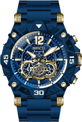 NEW INVICTA 40174 AVIATOR CHRONOGRAPH BLUE CARBON FIBER DIAL STEEL QUARTZ 52MM - image 1 of 4