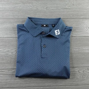 Foot Joy FJ Collar Polo Shirt Mens Medium Blue Geometric All Over Print Comfort - Picture 1 of 9