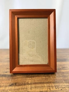Vintage Teak Wood Color Picture Frame For 4x6 Photo Minimalist Sharp Lines MCM - Picture 1 of 9