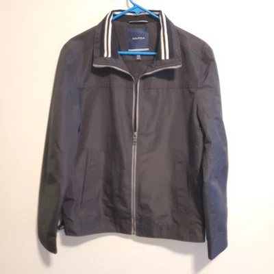 Chaqueta Bomber Negra Cuello Rayas Ligera Nautica Para Hombres Nueva con Etiquetas Talla S Foto 1 de 4