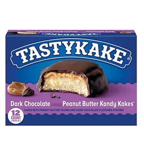 🔵 New Tastykake Kandy Kakes DARK CHOCOLATE PEANUT BUTTER Bread Cakes 8oz - Picture 1 of 2